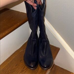 Beautiful Frye Navy Blue Classic Leather Cowboy Boots, size 7